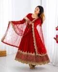 19DESIGNER GEORGETTE EMBROIDERY SEQUENCE WORK GOWN WITH DUPATTA FESTIVE WEAR WHOLESALE PRICE ETHNIC GARMENT (13)