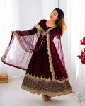 19DESIGNER GEORGETTE EMBROIDERY SEQUENCE WORK GOWN WITH DUPATTA FESTIVE WEAR WHOLESALE PRICE ETHNIC GARMENT (10)