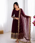 19DESIGNER GEORGETTE EMBROIDERY SEQUENCE WORK GOWN WITH DUPATTA FESTIVE WEAR WHOLESALE PRICE ETHNIC GARMENT (10)