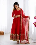 19DESIGNER GEORGETTE EMBROIDERY SEQUENCE WORK GOWN WITH DUPATTA FESTIVE WEAR WHOLESALE PRICE ETHNIC GARMENT (13)