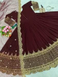 19DESIGNER GEORGETTE EMBROIDERY SEQUENCE WORK GOWN WITH DUPATTA FESTIVE WEAR WHOLESALE PRICE ETHNIC GARMENT (10)
