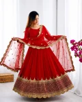 19DESIGNER GEORGETTE EMBROIDERY SEQUENCE WORK GOWN WITH DUPATTA FESTIVE WEAR WHOLESALE PRICE ETHNIC GARMENT (13)