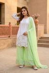 19DESIGNER GEORGETTE EMBROIDERY SEQUENCE WORK WITH PERAL MOTI HAND WORK TOP PALAZZO WITH DUPATTA FESTIVE WEAR WHOLESALE PRICE ETHNIC GARMENT (11)
