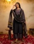 NEW ARRIVAL COTTON EMBROIDERED + HAND WORK TOP BOTTOM WITH DUPATTA BLACK