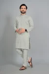 DESIGNER COTTON SILK EMBROIDERY  WORK MEN'S KURTA MINT