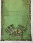 1DESIGNER FENDY SATIN SILK 3BEADS, SEQUNCE & CUTDANA EMBROIDERY WORK LACE BORDER WORK SAREE WITH STITCHED BLOUSE WEDDING WEAR WHOLESALE PRICE ETHNIC GARMENT (33)