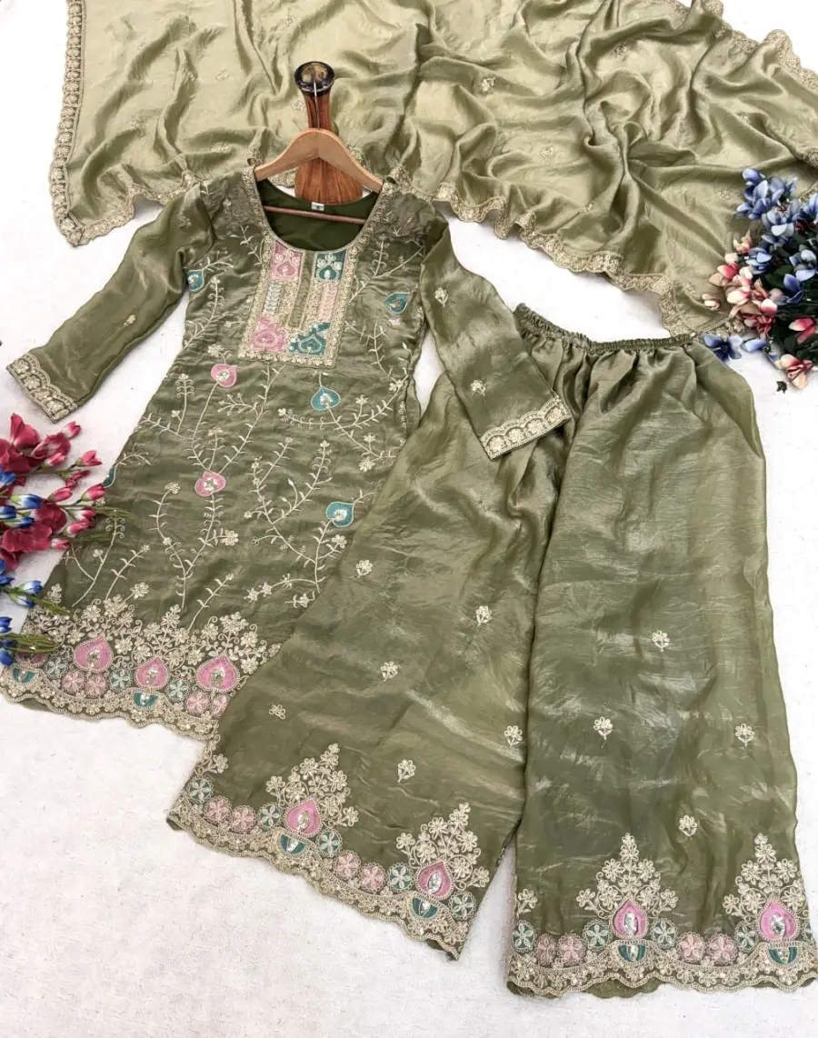 1DESIGNER FENDY SILK CODING SEQUENCE & THREAD WORK TOP BOTTOM WITH DUPATTA FESTIVE WEAR WHOLESALE PRICE ETHNIC GARMENT (19)