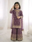 1DESIGNER FENDY SILK EMBROIDERY CODING AND SEQUENCE WORK MOTHER DAUGHTER SET FESTIVE WEAR WHOLESALE PRICE ETHNIC GARMENT (2)