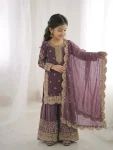 1DESIGNER FENDY SILK EMBROIDERY CODING AND SEQUENCE WORK MOTHER DAUGHTER SET FESTIVE WEAR WHOLESALE PRICE ETHNIC GARMENT (2)