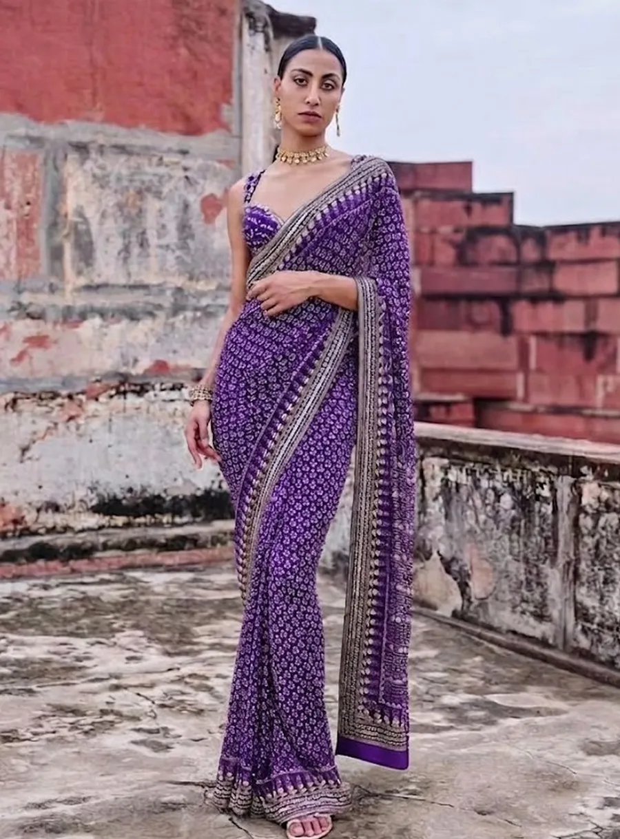 1DESIGNER GEORGETTE CUTDANA AND REAL MIRROR WORK SAREE WITH UNSTITCHED BLOUSE FESTIVE WEAR WHOLESALE PRICE ETHNIC GARMENT (25)