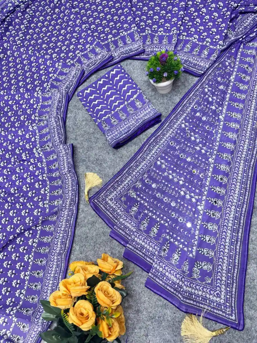 1DESIGNER GEORGETTE CUTDANA AND REAL MIRROR WORK SAREE WITH UNSTITCHED BLOUSE FESTIVE WEAR WHOLESALE PRICE ETHNIC GARMENT (27)