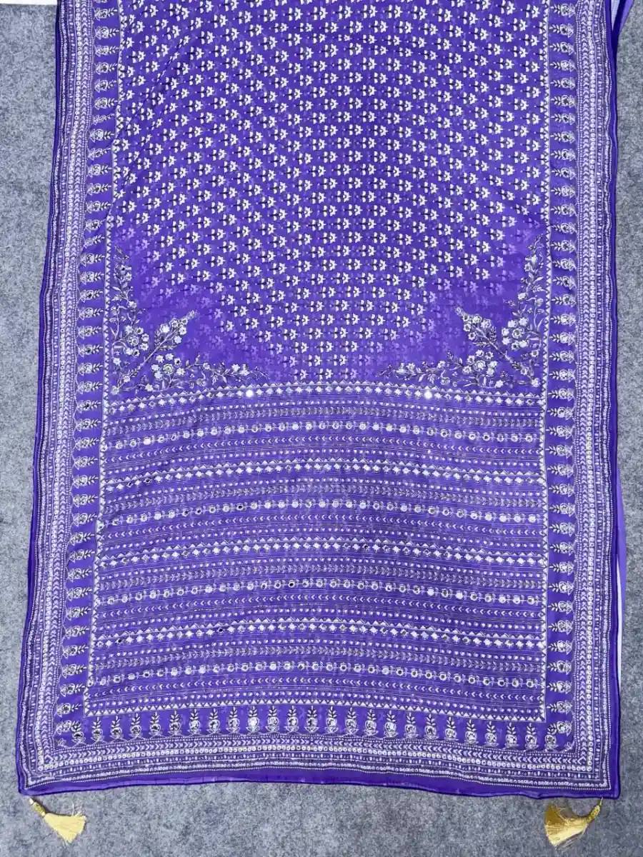 1DESIGNER GEORGETTE CUTDANA AND REAL MIRROR WORK SAREE WITH UNSTITCHED BLOUSE FESTIVE WEAR WHOLESALE PRICE ETHNIC GARMENT (31)