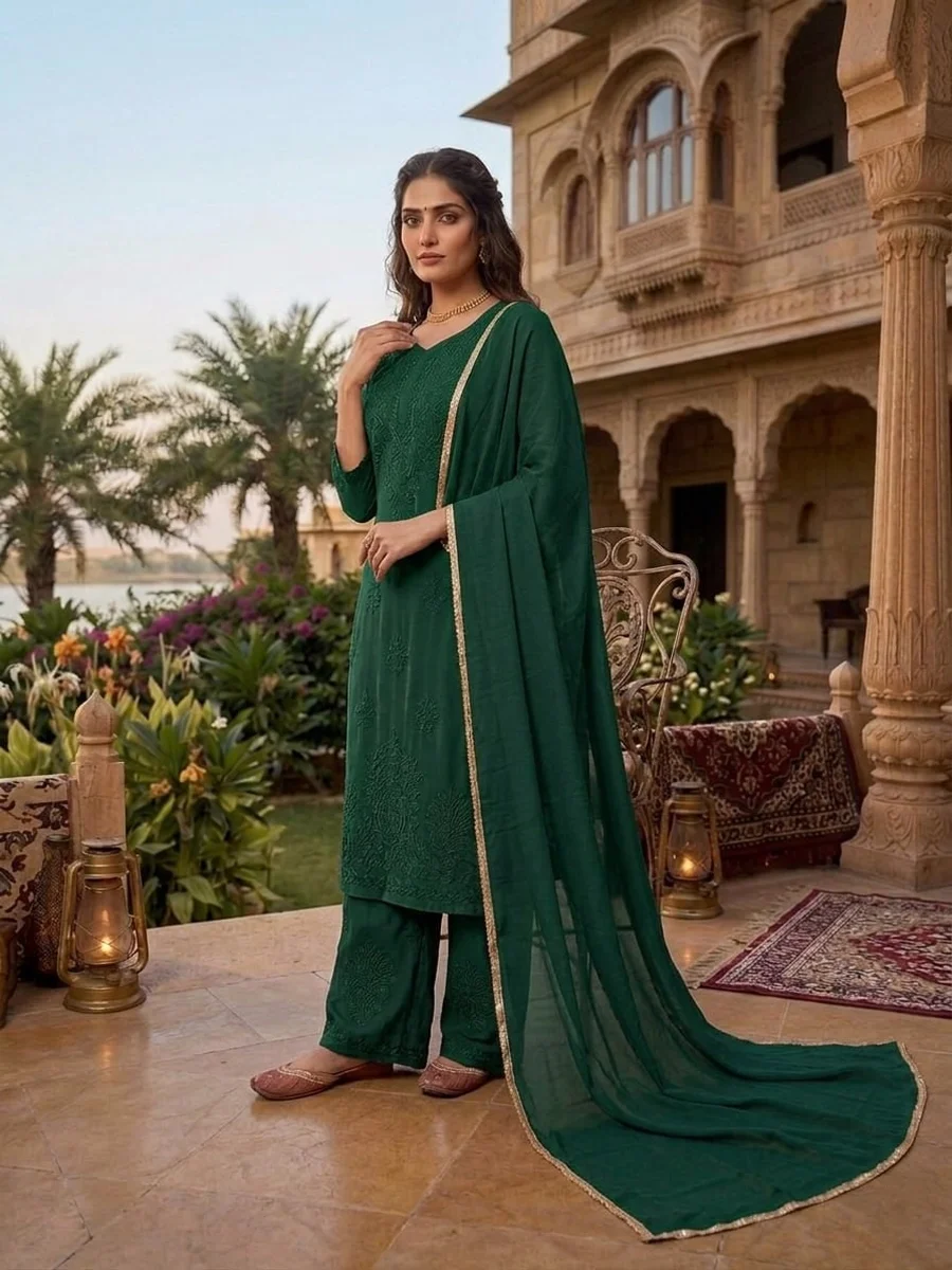 1DESIGNER GEORGETTE EMBROIDERY WORK TOP PALAZZO WITH DUPATTA FESTIVE WEAR WHOLESALE PRICE ETHNIC GARMENT (1)