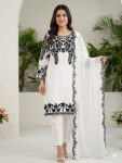 DESIGNER GEORGETTE SEQUENCE EMBROIDERY WORK TOP BOTTOM WITH DUPATTA WHITE