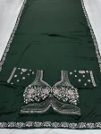 1DESIGNER MALAI SATIN BEADS 3 SEQUNCE EMBROIDERY WORK LACE BORDER WORK SAREE WITH STITCHED BLOUSE WEDDING WEAR WHOLESALE PRICE ETHNIC GARMENT (18)