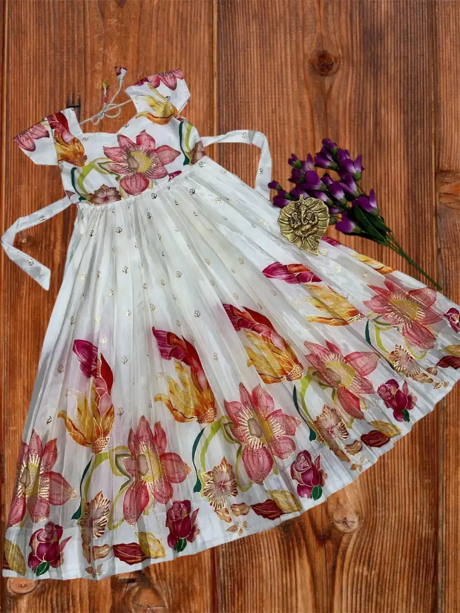 1DESIGNER PURE SILK DIGITAL POSITION FOIL PRINT WORK GOWN WITH DUPATTA FESTIVE WEAR WHOLESALE PRICE ETHNIC GARMENT (13)