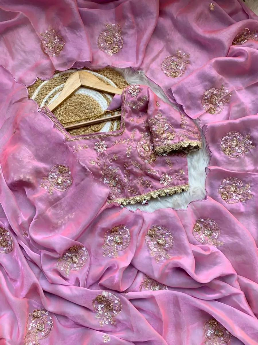 1DESIGNER SPACE SILK EMBROIDERY BEADS WORK HEAVY BUTTA WITH TONE ARC WORK SAREE WITH STITCHED BLOUSE WEDDING WEAR WHOLESALE PRICE ETHNIC GARMENT (10)