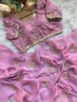 1DESIGNER SPACE SILK EMBROIDERY BEADS WORK HEAVY BUTTA WITH TONE ARC WORK SAREE WITH STITCHED BLOUSE WEDDING WEAR WHOLESALE PRICE ETHNIC GARMENT (7)