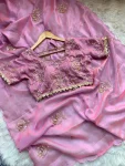 1DESIGNER SPACE SILK EMBROIDERY BEADS WORK HEAVY BUTTA WITH TONE ARC WORK SAREE WITH STITCHED BLOUSE WEDDING WEAR WHOLESALE PRICE ETHNIC GARMENT (7)