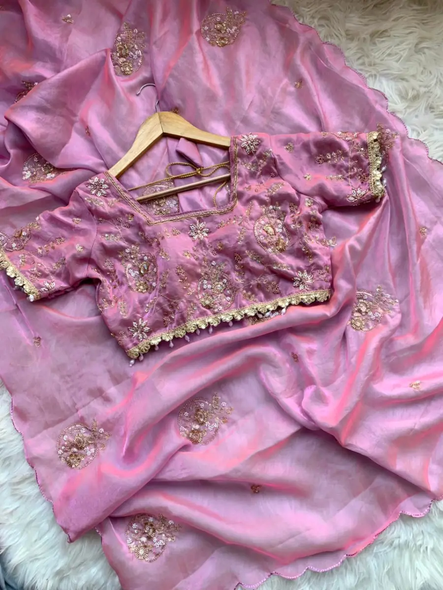 1DESIGNER SPACE SILK EMBROIDERY BEADS WORK HEAVY BUTTA WITH TONE ARC WORK SAREE WITH STITCHED BLOUSE WEDDING WEAR WHOLESALE PRICE ETHNIC GARMENT (8)