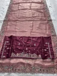 1DESIGNER TISSUE SILK EMBROIDERY WITH CUTWORK SAREE WITH UNSTITCHED BLOUSE WEDDING WEAR WHOLESALE PRICE ETHNIC GARMENT (29)