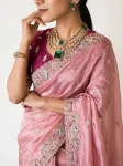1DESIGNER TISSUE SILK EMBROIDERY WITH CUTWORK SAREE WITH UNSTITCHED BLOUSE WEDDING WEAR WHOLESALE PRICE ETHNIC GARMENT (29)