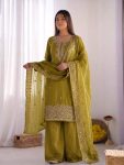1FANCY GMY SILK EMBROIDERY BEADS WORK TOP PALAZZO WITH DUPATTA FESTIVE WEAR WHOLESALE PRICE ETHNIC GARMENT (46)