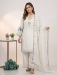FANCY MUL CHANDERI SEQUENCE EMBROIDERY WITH CUT WORK TOP PALAZZO WITH DUPATTA OFF WHITE