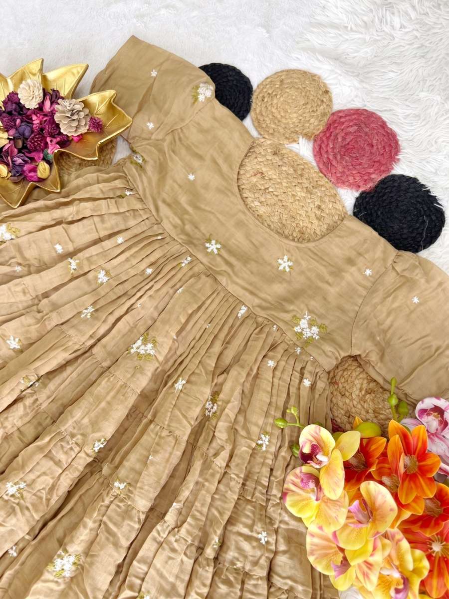 1FANCY MUL COTTON CHANDERI EMBROIDERY WORK ONE PIECE DRESS PARTY WEAR WHOLESALE PRICE ETHNIC GARMENT (14)