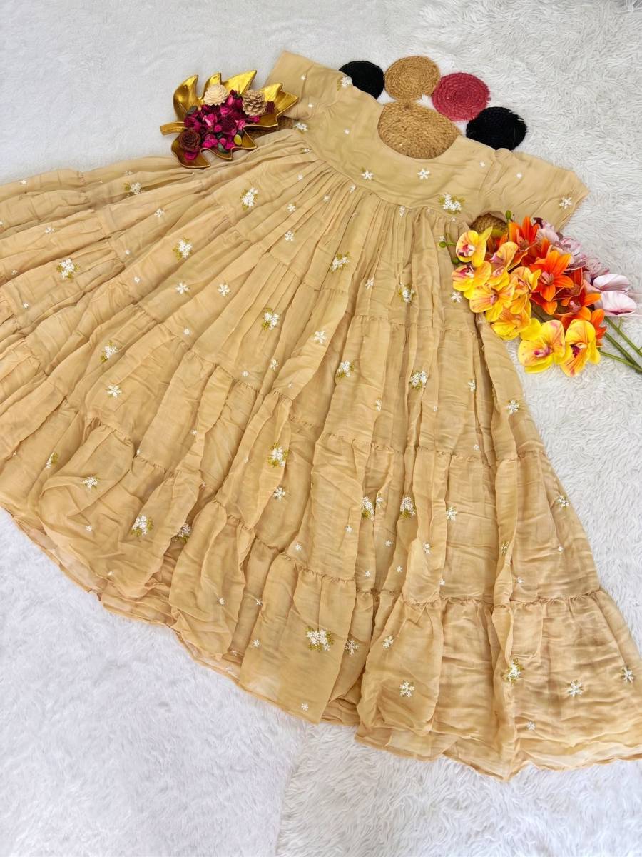 1FANCY MUL COTTON CHANDERI EMBROIDERY WORK ONE PIECE DRESS PARTY WEAR WHOLESALE PRICE ETHNIC GARMENT (17)