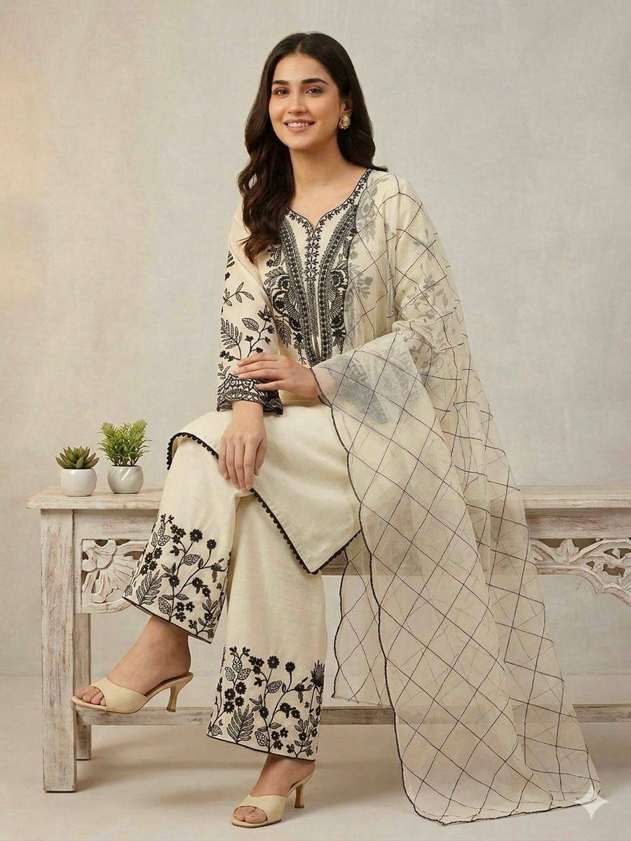 1FANCY MUL COTTON SEQUENCE EMBROIDERY WORK TOP PALAZZO WITH DUPATTA FESTIVE WEAR WHOLESALE PRICE ETHNIC GARMENT (19)