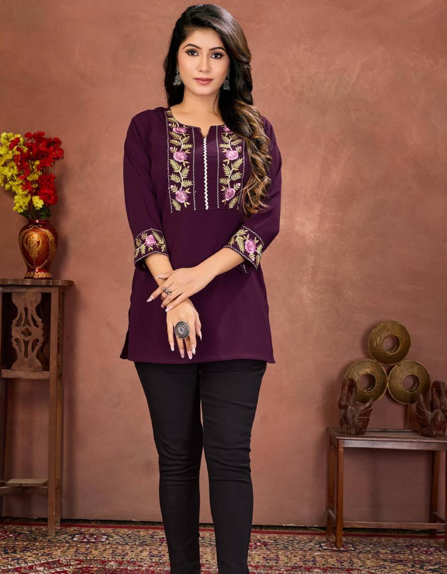 1FANCY RINKAL COTTON EMBROIDERY WORK ONLY TOP DAILY WEAR WHOLESALE PRICE ETHNIC GARMENT (7)