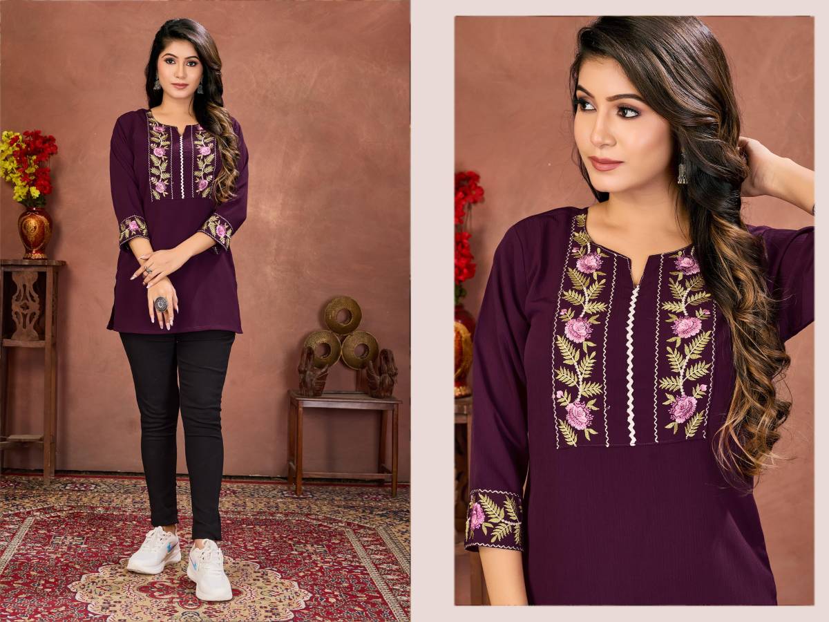 1FANCY RINKAL COTTON EMBROIDERY WORK ONLY TOP DAILY WEAR WHOLESALE PRICE ETHNIC GARMENT (8)