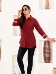 FANCY RINKAL COTTON PLAIN WOMENS SHIRT MAROON