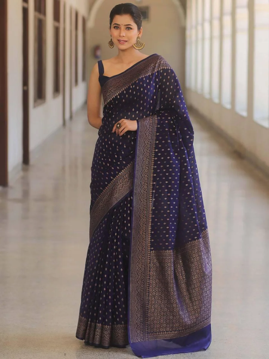 1LATEST LICHI SILK JACQUARD WORK SAREE WITH UNSTITCHED BLOUSE FESTIVE WEAR WHOLESALE PRICE ETHNIC GARMENT (10)