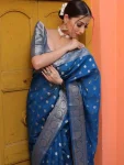 1LATEST LICHI SILK JACQUARD WORK SAREE WITH UNSTITCHED BLOUSE FESTIVE WEAR WHOLESALE PRICE ETHNIC GARMENT (11)