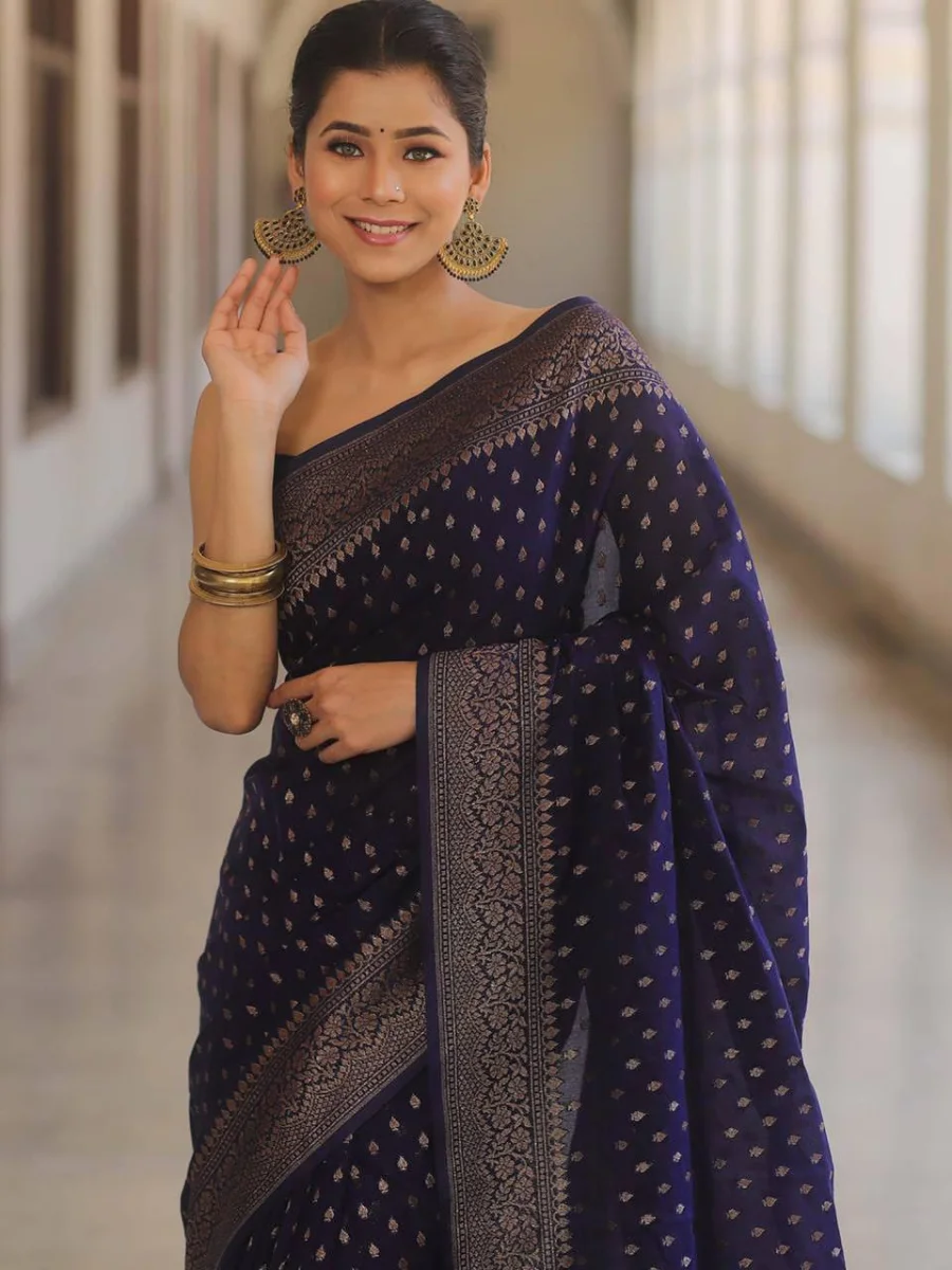 1LATEST LICHI SILK JACQUARD WORK SAREE WITH UNSTITCHED BLOUSE FESTIVE WEAR WHOLESALE PRICE ETHNIC GARMENT (11)