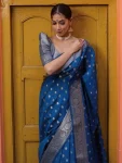 1LATEST LICHI SILK JACQUARD WORK SAREE WITH UNSTITCHED BLOUSE FESTIVE WEAR WHOLESALE PRICE ETHNIC GARMENT (11)