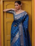 1LATEST LICHI SILK JACQUARD WORK SAREE WITH UNSTITCHED BLOUSE FESTIVE WEAR WHOLESALE PRICE ETHNIC GARMENT (11)