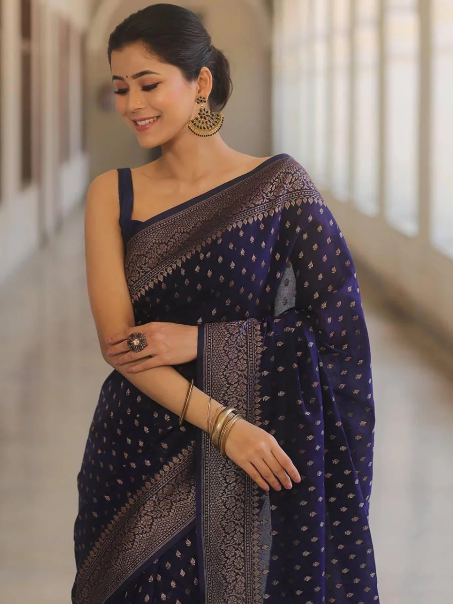 1LATEST LICHI SILK JACQUARD WORK SAREE WITH UNSTITCHED BLOUSE FESTIVE WEAR WHOLESALE PRICE ETHNIC GARMENT (9)