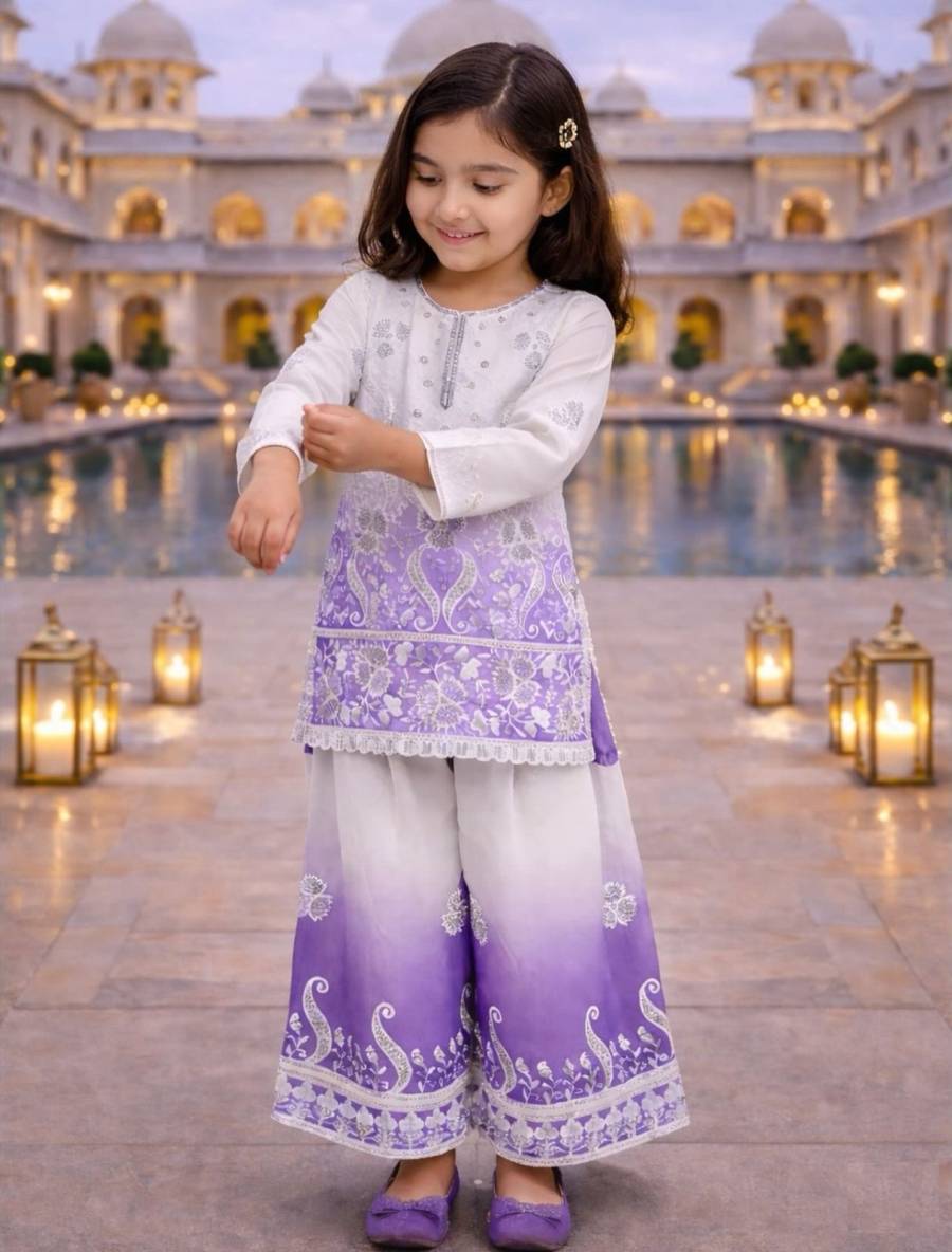 1LATEST NATURAL CREPE EMBROIDERY SEQUENCE WORK WITH DIGITAL PRINT WORK KID'S TOP PALAZZO WITH DUPATTA FESTIVE WEAR WHOLESALE PRICE ETHNIC GARMENT (21)