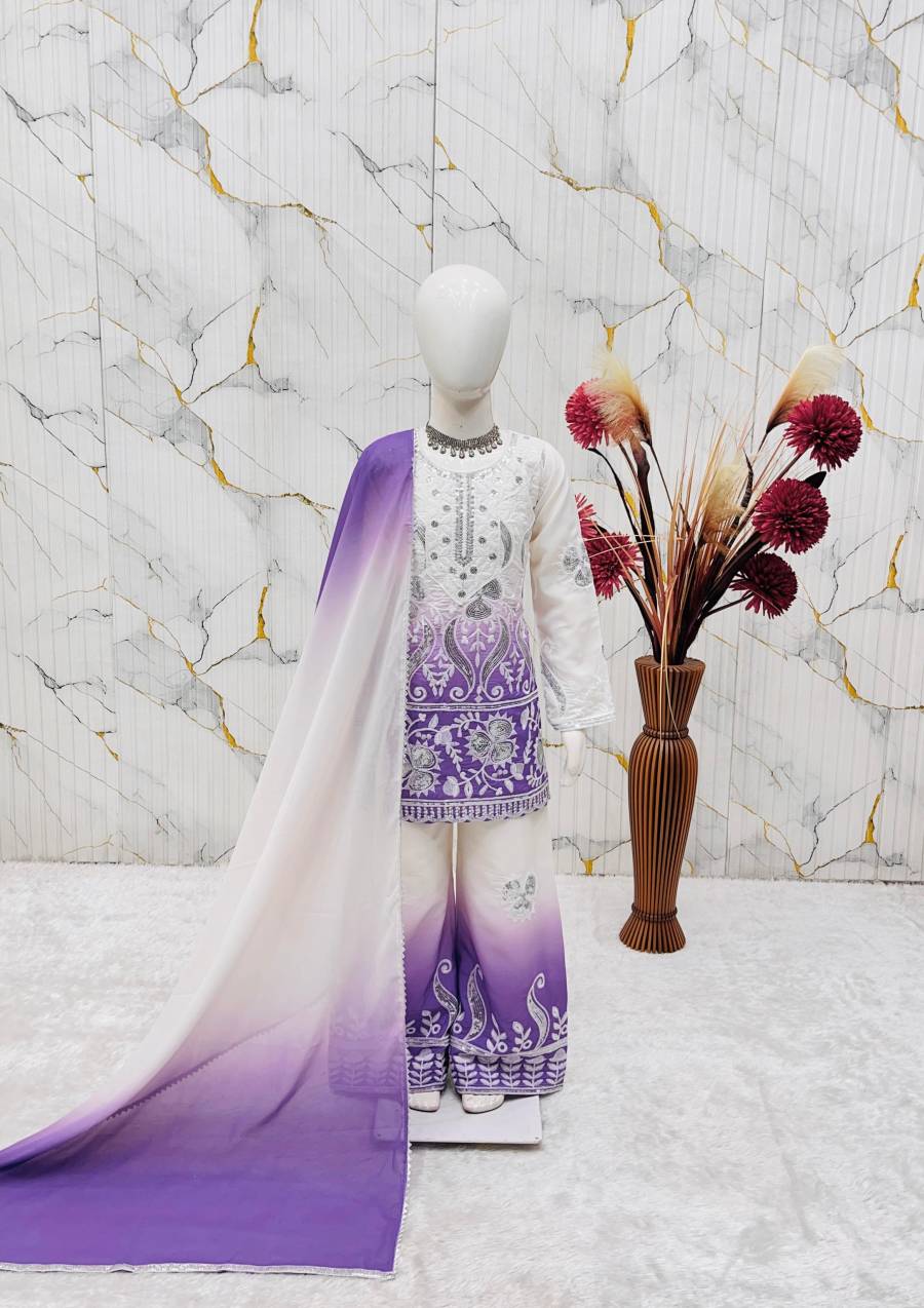 1LATEST NATURAL CREPE EMBROIDERY SEQUENCE WORK WITH DIGITAL PRINT WORK KID'S TOP PALAZZO WITH DUPATTA FESTIVE WEAR WHOLESALE PRICE ETHNIC GARMENT (25)