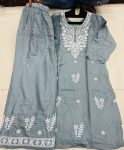 1LATEST RAYON COTTON CHIKANKARI WORK KURTI PALAZZO SET DAILY WEAR WHOLESALE PRICE ETHNIC GARMENT (10)