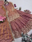 1MODERN 2 TONE FENDY SILK EMBROIDERY SEQUENCE WORK TOP LEHENGA WITH DUPATTA WEDDING WEAR WHOLESALE PRICE ETHNIC GARMENT (21)
