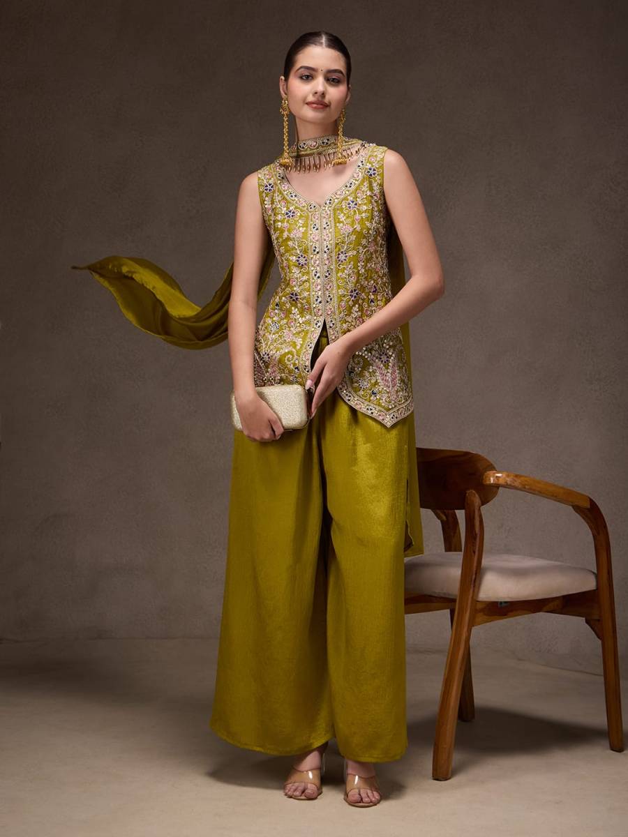 1MODERN CHINON SILK SEQUENCE CODING EMBROIDERY WORK TOP PALAZZO WITH DUPATTA PARTY WEAR WHOLESALE PRICE ETHNIC GARMENT (15)