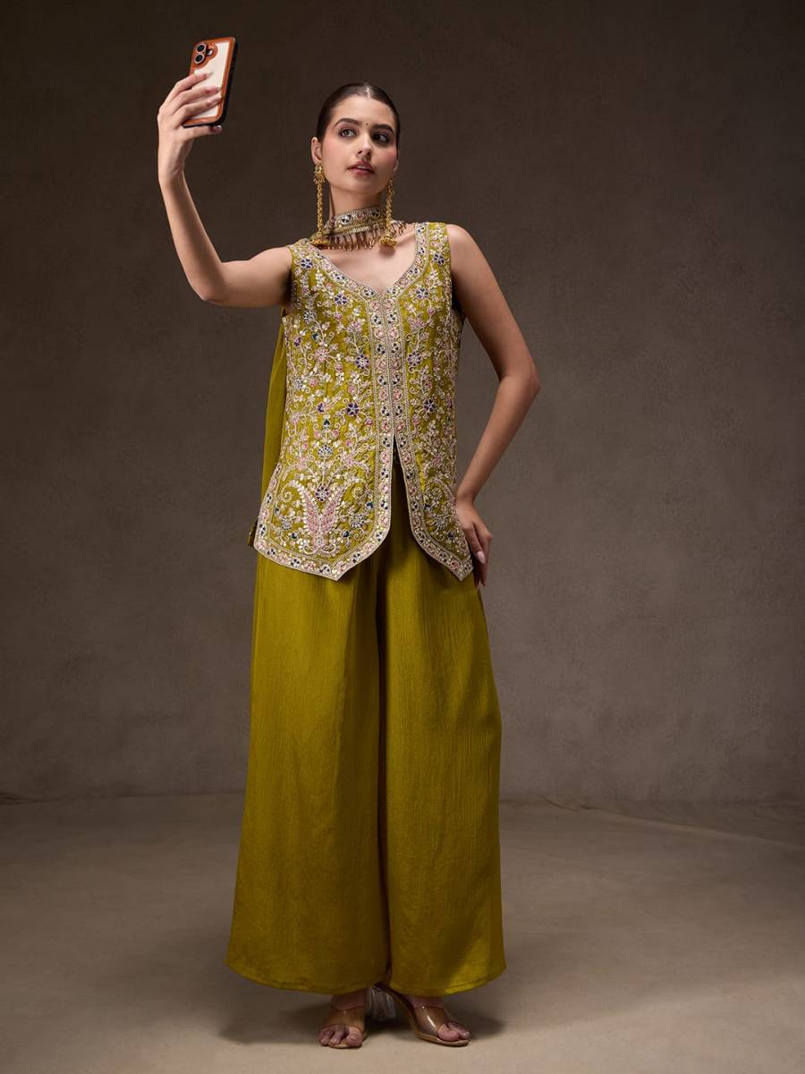 1MODERN CHINON SILK SEQUENCE CODING EMBROIDERY WORK TOP PALAZZO WITH DUPATTA PARTY WEAR WHOLESALE PRICE ETHNIC GARMENT (16)