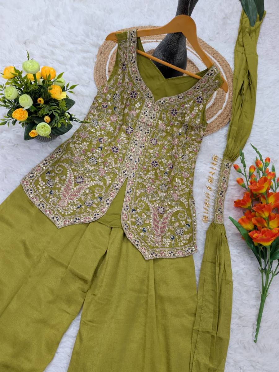 1MODERN CHINON SILK SEQUENCE CODING EMBROIDERY WORK TOP PALAZZO WITH DUPATTA PARTY WEAR WHOLESALE PRICE ETHNIC GARMENT (19)