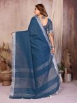 1MODERN COTTON LINEN WEAVING WITH EXTRA WORK ZALAR SAREE WITH UNSTITCHED BLOUSE FESTIVE WEAR WHOLESALE PRICE ETHNIC GARMENT (5)