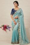 1MODERN FENDY SATIN SILK SEQUENCE AND ZARI EMBROIDERY WITH CUTWORK BORDER SAREE WITH STITCHED BLOUSE FESTIVE WEAR WHOLESALE PRICE ETHNIC GARMENT (13)