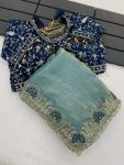 1MODERN FENDY SATIN SILK SEQUENCE AND ZARI EMBROIDERY WITH CUTWORK BORDER SAREE WITH STITCHED BLOUSE FESTIVE WEAR WHOLESALE PRICE ETHNIC GARMENT (13)